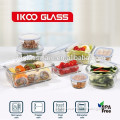 Lead free 16pcs borosilicate glass food container set with color box packaging